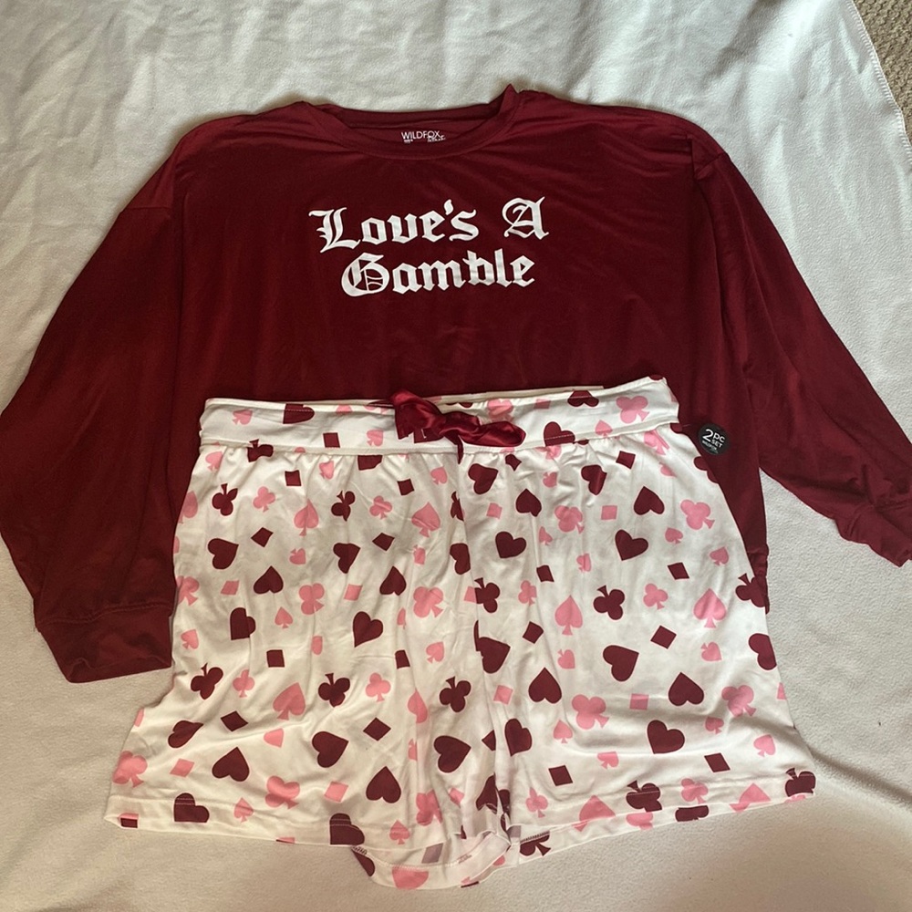 NWOT (sort of) Wildfox coordinating pajama set/loungewear size XL